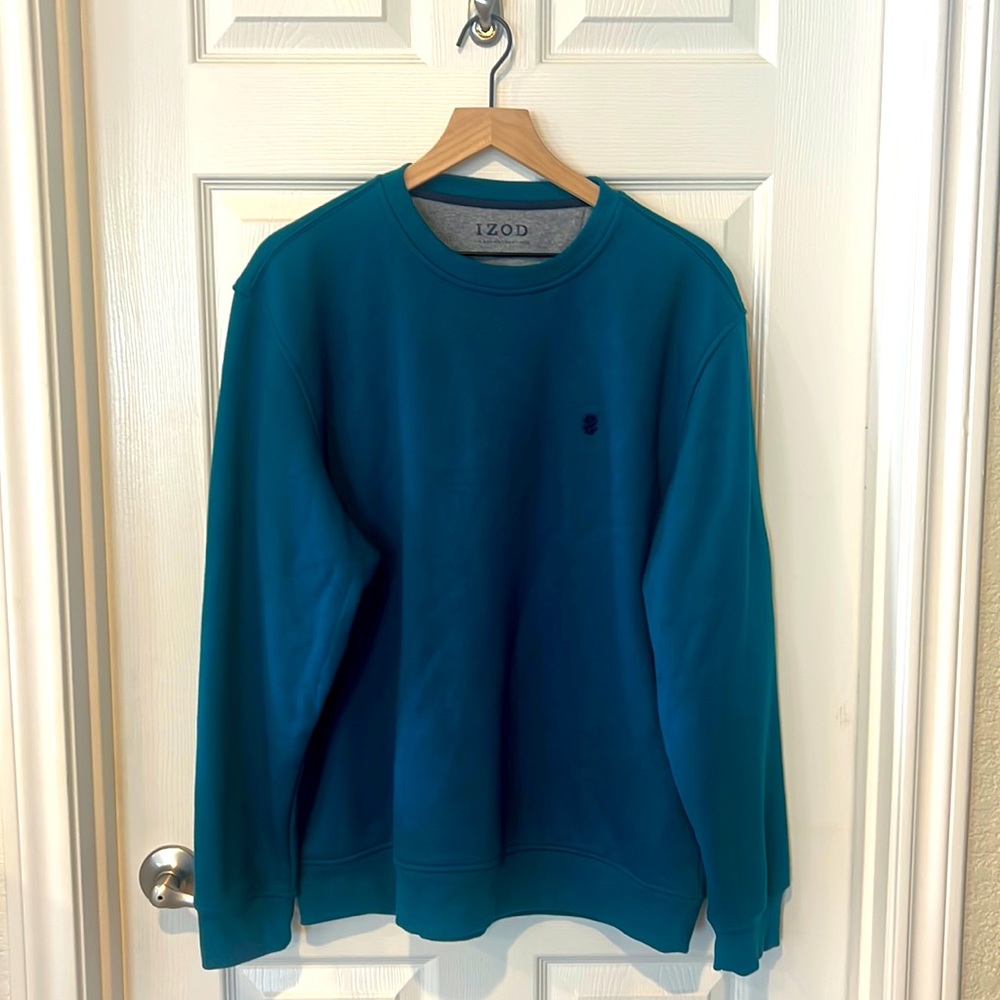 IZOD crewneck sweatshirt mens Lrg teal super soft